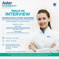 Aster Pharmacy hiring now .. Saturday, June 8, 2023, 9:00 a.m. - 12:00 p.m.