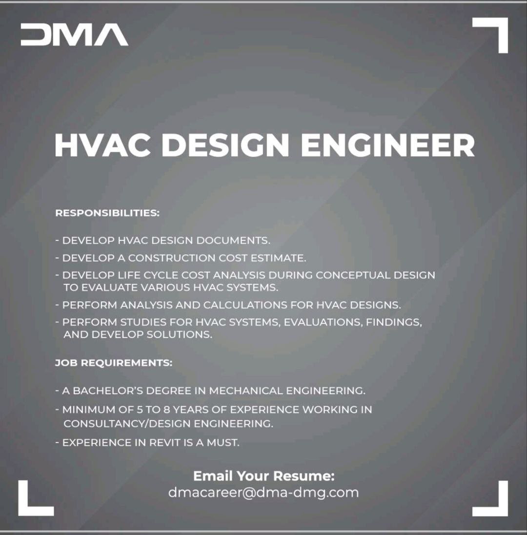 HVAC DESIGN ENGINEER الحفار وظائف خالية